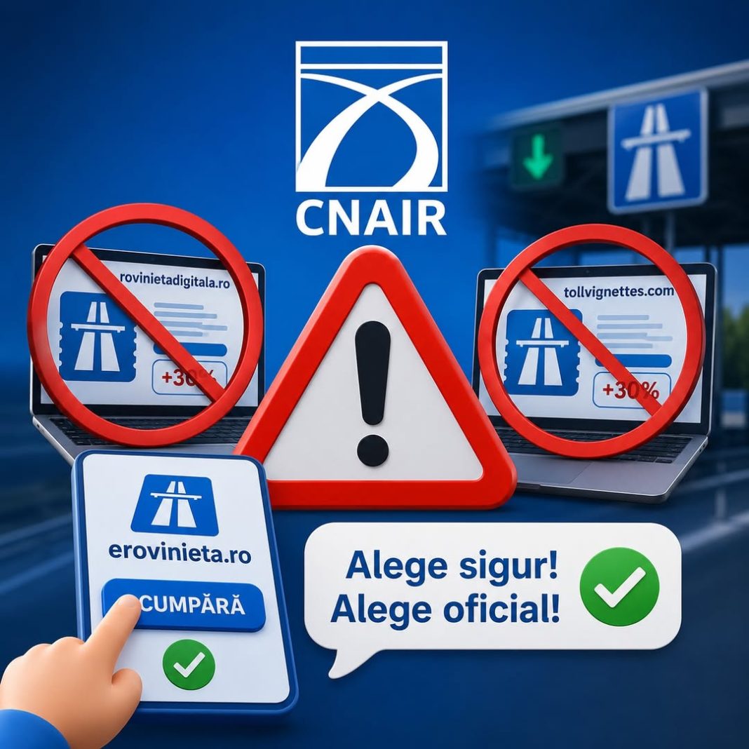 Atenție la achiziția de roviniete online: CNAIR avertizează asupra unor portaluri neautorizate care percep taxe suplimentare de 30% Atenție la achiziția de roviniete online: CNAIR avertizează asupra unor portaluri neautorizate care percep taxe suplimentare de 30%