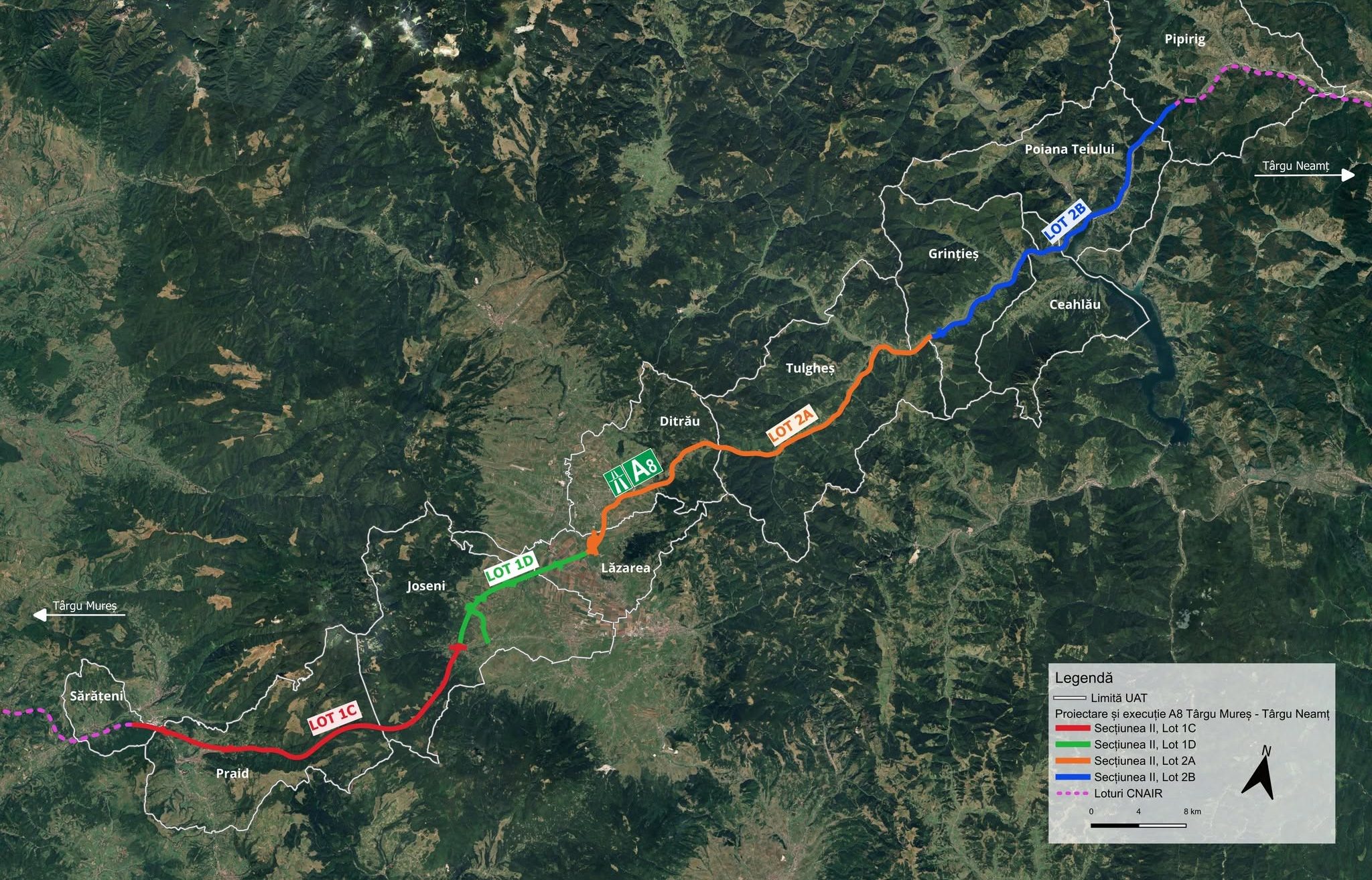 Autostrada A8 Târgu Mureș - Târgu Neamț. Secțiunea Miercurea Nirajului - Leghin.