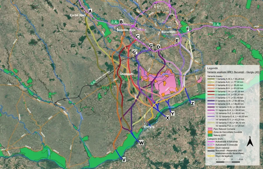 Drumul de mare viteză București–Giurgiu: CNIR analizează 16 alternative de traseu pentru prima conexiune modernă cu Bulgaria Drumul de mare viteză București–Giurgiu: CNIR analizează 16 alternative de traseu pentru prima conexiune modernă cu Bulgaria