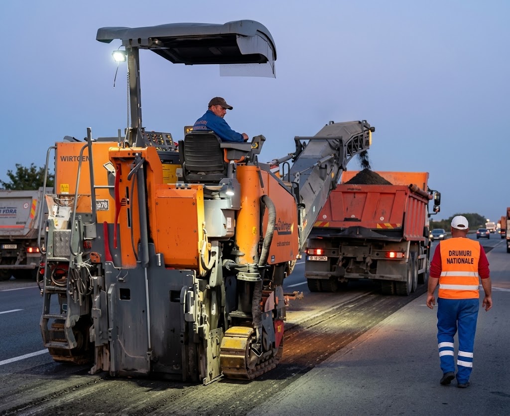Lucrări de frezare și reparații asfaltice pe Autostrada A1 Lucrări de frezare și reparații asfaltice pe Autostrada A1