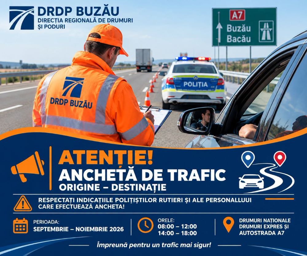 Anchete Origine–Destinație pe A7 și drumurile naționale: prima campanie începe pe 30 septembrie Anchete Origine–Destinație pe A7 și drumurile naționale: prima campanie începe pe 30 septembrie